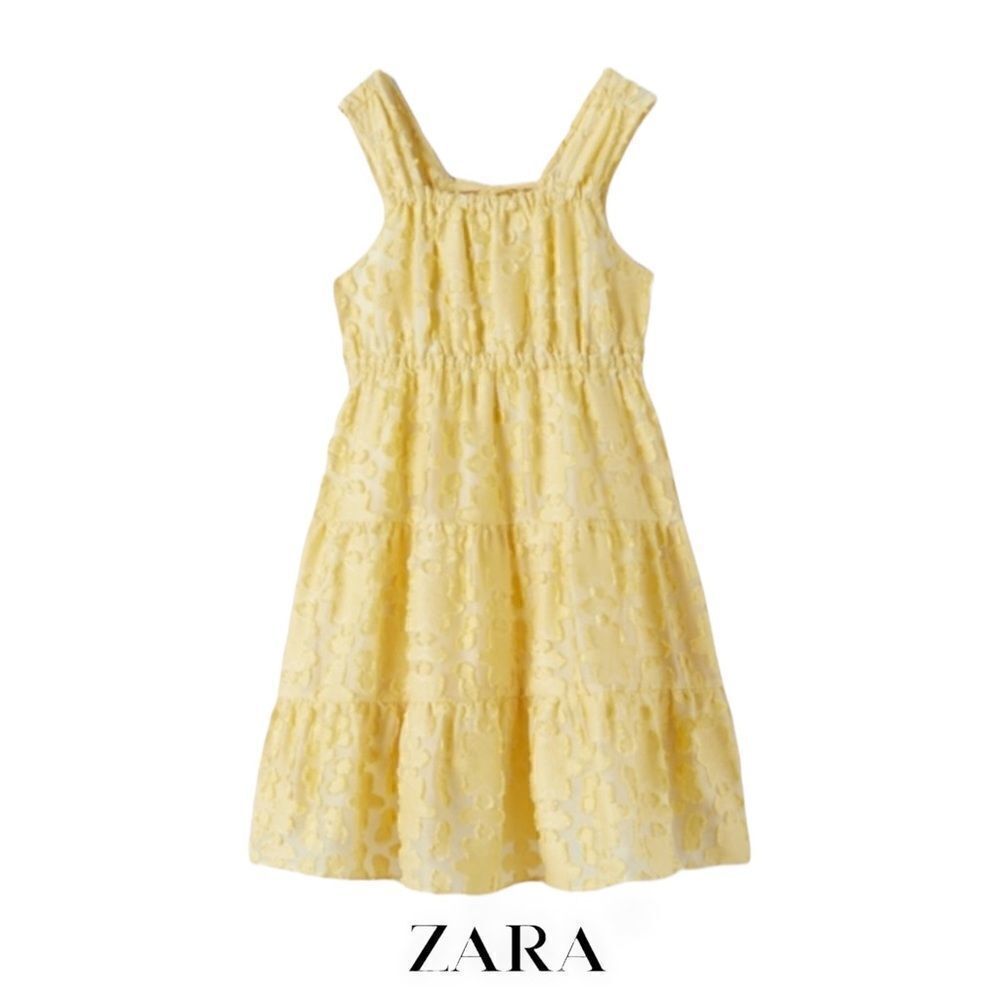 Zara Kids Yellow Pleated Tiered Midi Dress NWT 13-14Y - Picture 2 of 5